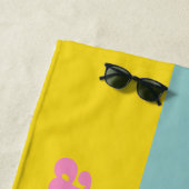 Personalisierte Aqua und Gelbe Retro Typografie Sp Strandtuch (Beispiel)