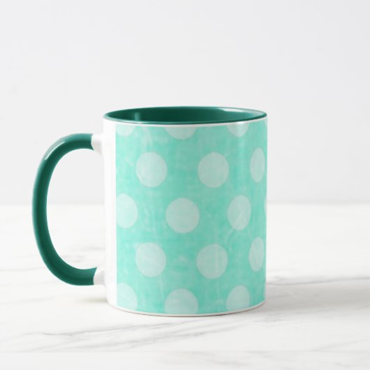 Personalisierte Aqua White Polka Dotte Kaffee Tass Tasse (Links)