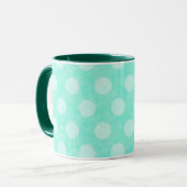 Personalisierte Aqua White Polka Dotte Kaffee Tass Tasse (Vorderseite Links)