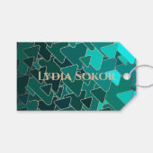 Personalisierte Aquamarin- und Goldgeometrie Geschenkanhänger (Vorderseite (Horizontal))