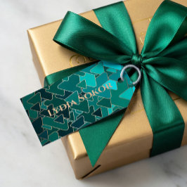 Personalisierte Aquamarin- und Goldgeometrie Geschenkanhänger