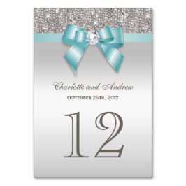 Personalisierte Aquamarine blaue Imitate Bow Silve Tischnummer