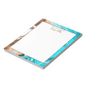 Personalisierte Aquamarine, blaue und braune Marmo Notizblock (Rotiert)