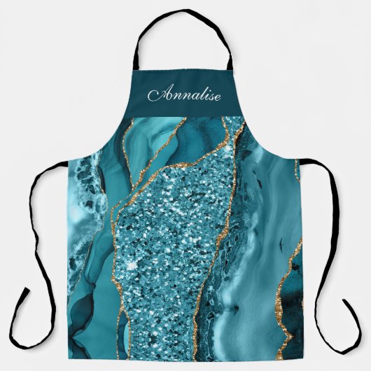 Personalisierte Aquamarine Blue Agate Schürze (Vorderseite)