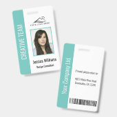 Personalisierte Aquamarine Corporate Employee Secu Ausweis (Front & Back)