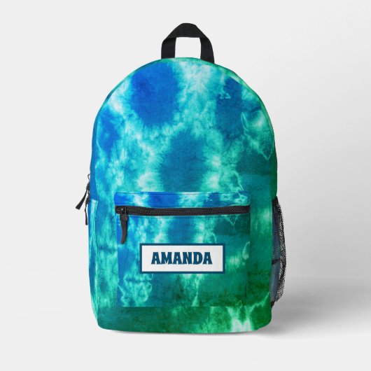 Personalisierte Aquamarine Gefärbte Krawatte Bedruckter Rucksack (Vorderseite)
