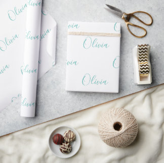 Personalisierte Aquamarine Girly Elegante Name Geschenkpapier