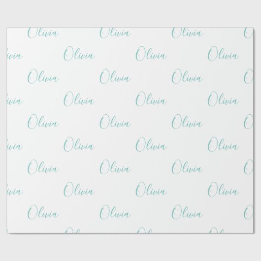 Personalisierte Aquamarine Girly Elegante Name Geschenkpapier (Flach)