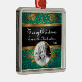 Personalisierte Aquamarine Glitzer-Sequenzierung f Silbernes Ornament (Rechts)