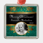 Personalisierte Aquamarine Glitzer-Sequenzierung f Silbernes Ornament (Vorne)