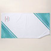 Personalisierte Aquamarine Korallenhochzeit Strandtuch (Vorderseite)
