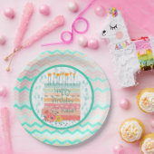 Personalisierte aquamarine korallenrote pappteller (Party)