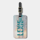 Personalisierte Aquamarine Meereswellen Gepäckanhänger (Vorderseite vertikal)