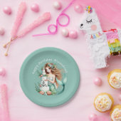 Personalisierte Aquamarine Mermaid Beach Birthday  Pappteller (Party)
