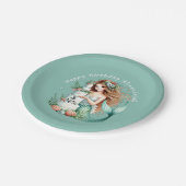 Personalisierte Aquamarine Mermaid Beach Birthday  Pappteller (Schrägansicht)