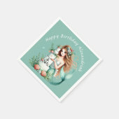 Personalisierte Aquamarine Mermaid Beach Birthday Serviette (Ecke)