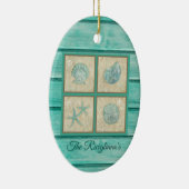 Personalisierte Aquamarine Muschelschmuck Keramik Ornament (Rechts)