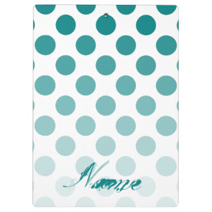 Personalisierte Aquamarine Ombre Polka Dots Klemmbrett