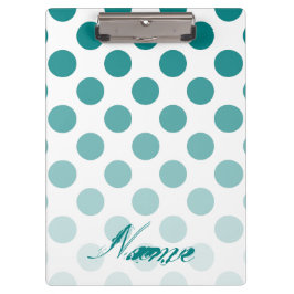 Personalisierte Aquamarine Ombre Polka Dots Klemmbrett