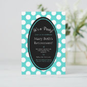 Personalisierte Aquamarine Polka Dot Party Einladu Einladung (Stehend Vorderseite)