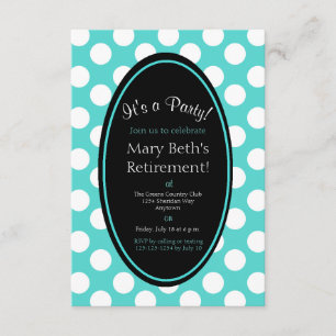 Personalisierte Aquamarine Polka Dot Party Einladu Einladung