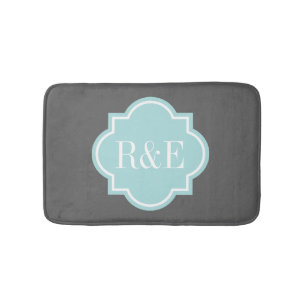 Personalisierte aquamarine quatrefoil badematte