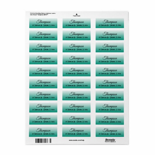 Personalisierte Aquamarine Rücksendeadresse (Vorne)