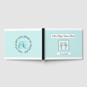 Personalisierte Aquamarine Streifen Babydusche Buc Gästebuch (Voll)