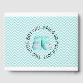 Personalisierte Aquamarine Streifen Babydusche Buc Gästebuch (Rückseite)