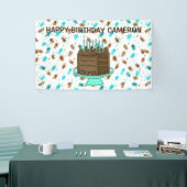 Personalisierte Aquamarine und braune Dots Happy B Banner (Messeveranstaltung)