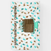 Personalisierte Aquamarine und braune Dots Happy B Banner (Vertikal)