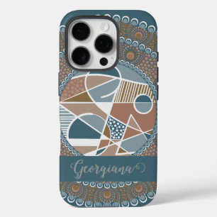 Personalisierte Aquamarine und Gold Abstrakt Accen iPhone 16 Pro Hülle