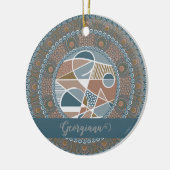 Personalisierte Aquamarine und Gold Abstrakt Accen Keramik Ornament (Links)