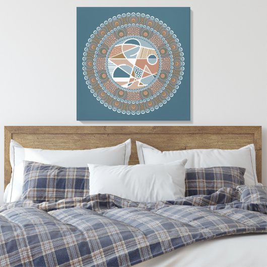 Personalisierte Aquamarine und Gold Abstrakt Accen Leinwanddruck (Insitu (Schlafzimmer))