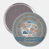 Personalisierte Aquamarine und Gold Abstrakt Accen Magnet (Vorderseite/Rückseite)