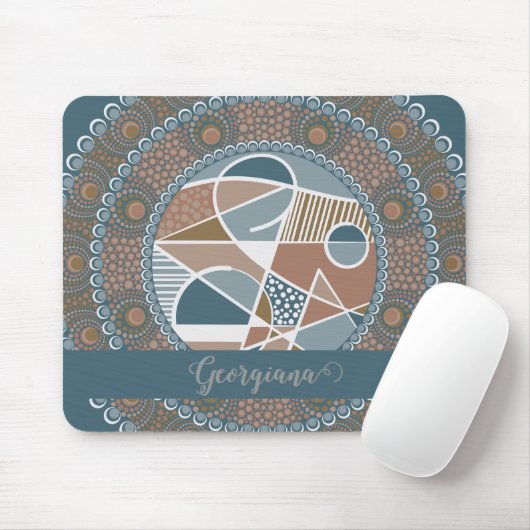 Personalisierte Aquamarine und Gold Abstrakt Accen Mousepad (Mit Mouse)
