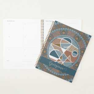 Personalisierte Aquamarine und Gold Abstrakt Accen Planer