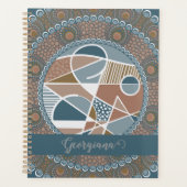 Personalisierte Aquamarine und Gold Abstrakt Accen Planer (Vorderseite)