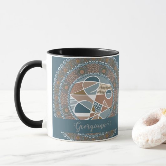 Personalisierte Aquamarine und Gold Abstrakt Accen Tasse (Mit Donut)
