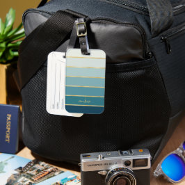 Personalisierte Aquamarine vergoldete Streifen Gepäckanhänger