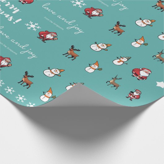 Personalisierte Aquamarine Weihnachtszeichen Geschenkpapier (Ecke)