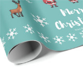Personalisierte Aquamarine Weihnachtszeichen Geschenkpapier (Rolleneckpunkt)