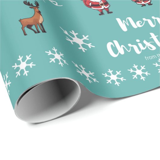Personalisierte Aquamarine Weihnachtszeichen Geschenkpapier (Rolleneckpunkt)