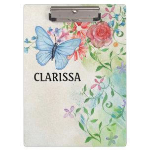 Personalisierte Aquarell-Blume Klemmbrett