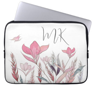 Personalisierte Aquarell-Blumen-Blumenkunst Laptopschutzhülle