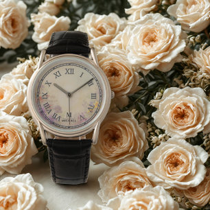 Personalisierte Aquarell-Blumen-Herren-Uhr Armbanduhr