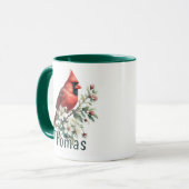 Personalisierte Aquarell-Blumen-Kardinal Tasse (Vorderseite Links)