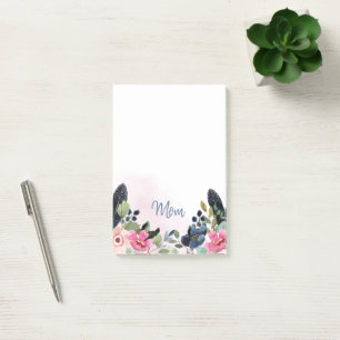Personalisierte Aquarell-Blumen Post-it Klebezettel