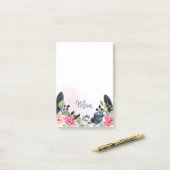 Personalisierte Aquarell-Blumen Post-it Klebezettel (Auf Schreibtisch)