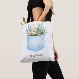 Personalisierte Aquarell-Blumen-Scrubs-Tasche  Tasche